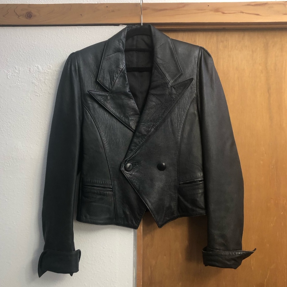 vintage 80s style leather jacket